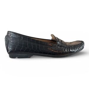 Impo Embossed Black Leather Loafers Size 8
